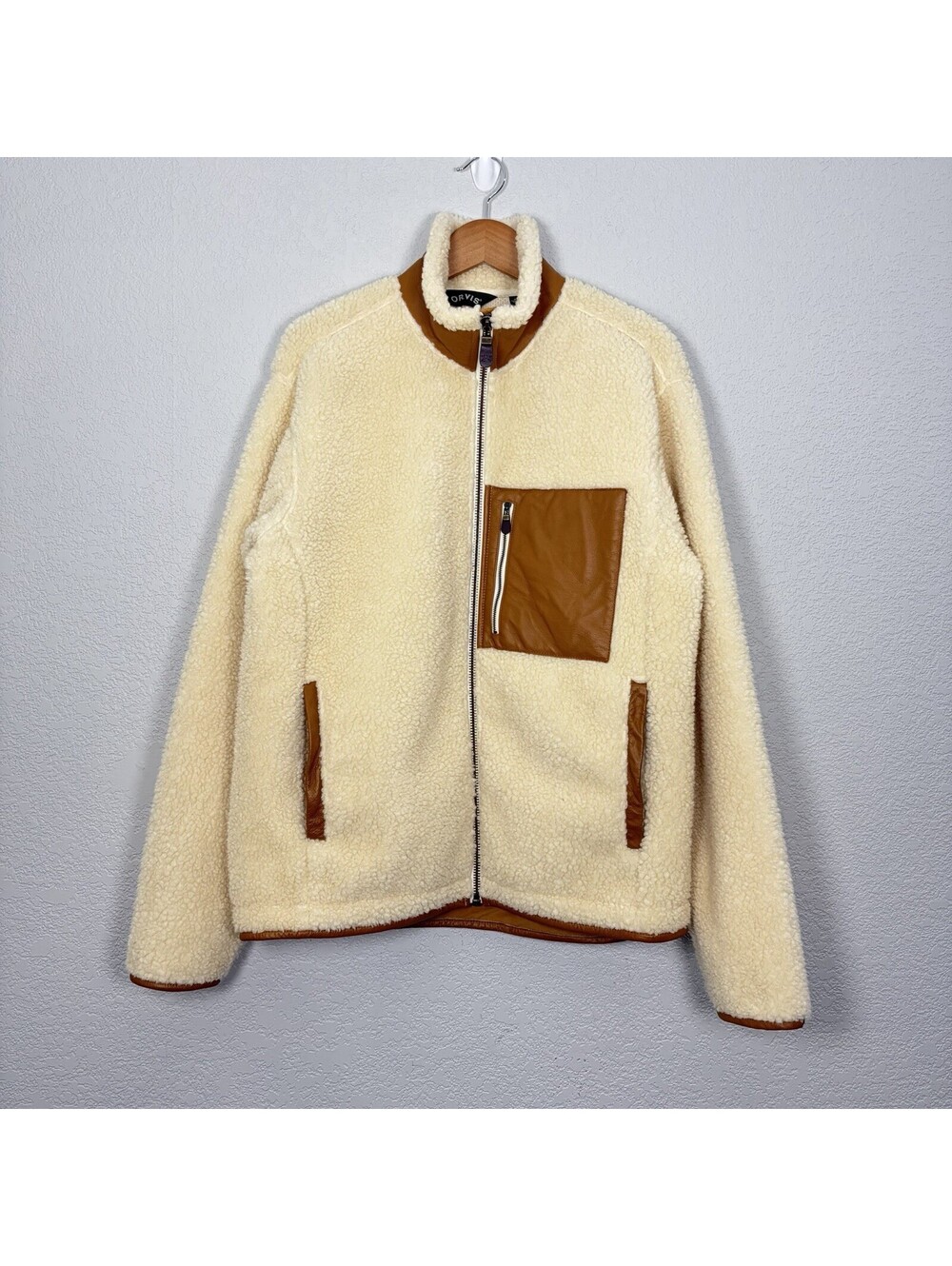 Orvis Men’s M Genuine Leather Sherpa Fleece Jacket Outdoor Heritage Rustic